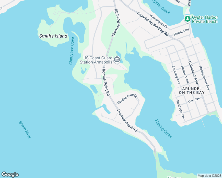 map of restaurants, bars, coffee shops, grocery stores, and more near 1216 Thomas Point Court in Annapolis