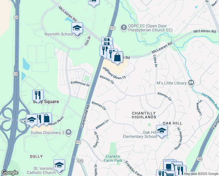 map of restaurants, bars, coffee shops, grocery stores, and more near 13600 Nubian Court in Herndon
