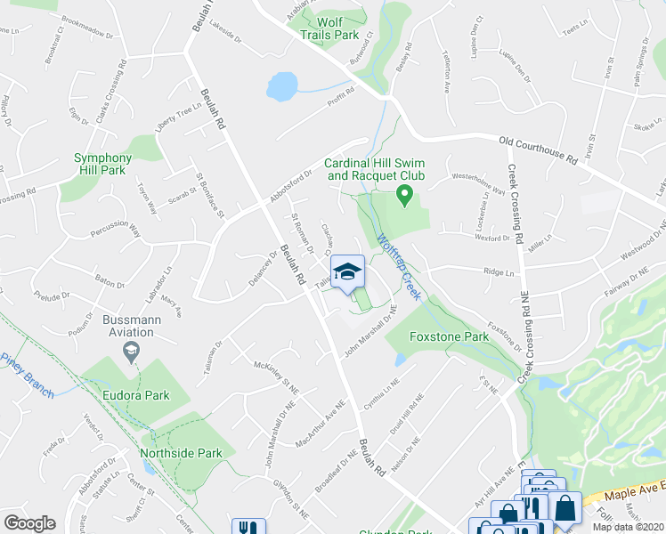 map of restaurants, bars, coffee shops, grocery stores, and more near 9228 Talisman Drive in Vienna