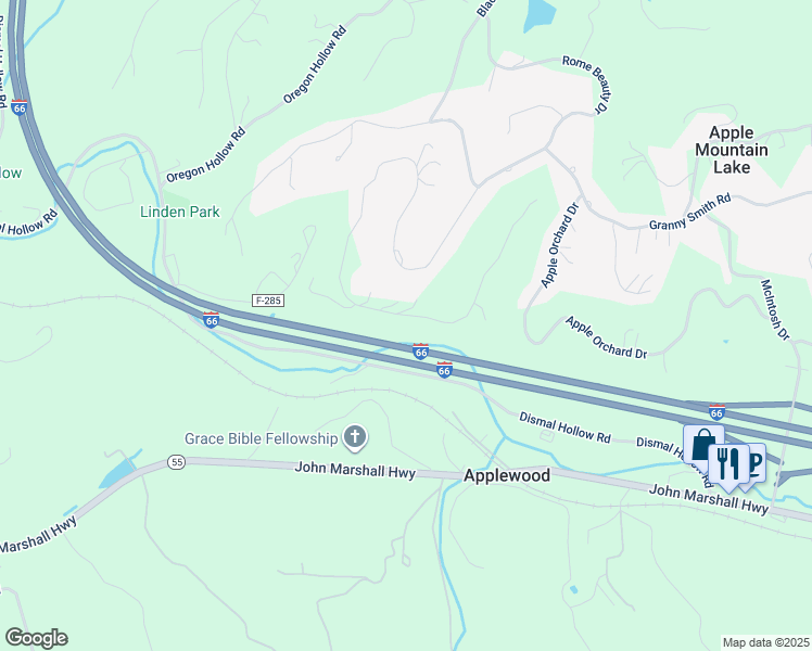 map of restaurants, bars, coffee shops, grocery stores, and more near 1010 King David Drive in Linden