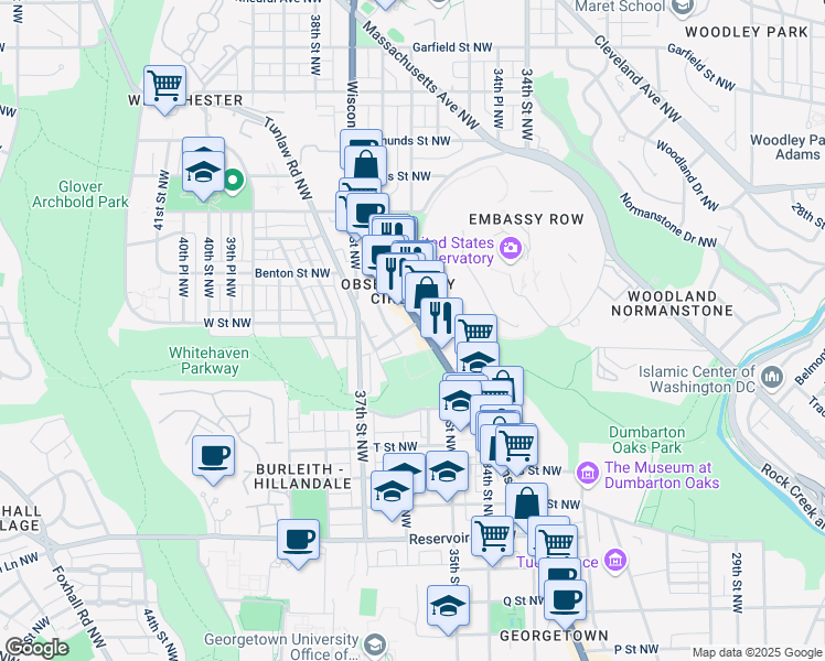 map of restaurants, bars, coffee shops, grocery stores, and more near 3515 West Place Northwest in Washington