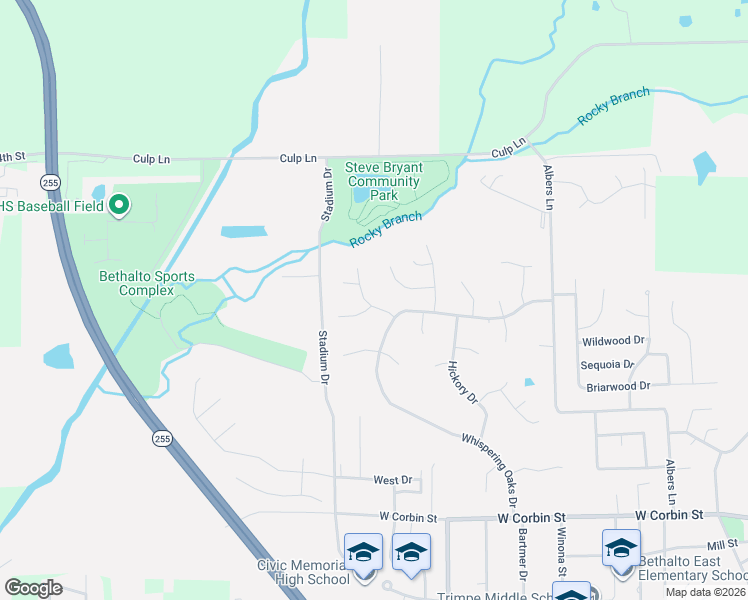 map of restaurants, bars, coffee shops, grocery stores, and more near 113 Redwood Drive in Bethalto