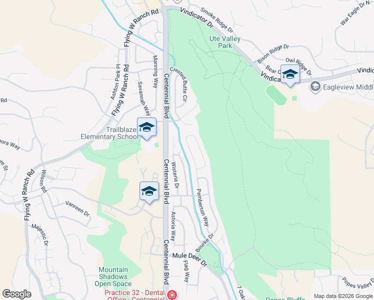 map of restaurants, bars, coffee shops, grocery stores, and more near 6120 Pemberton Way in Colorado Springs