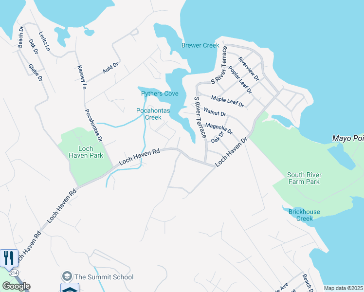 map of restaurants, bars, coffee shops, grocery stores, and more near 3594 Loch Haven Drive in Edgewater