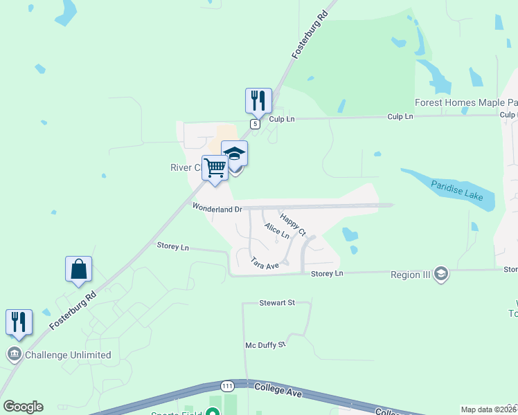 map of restaurants, bars, coffee shops, grocery stores, and more near 300-352 Wonderland Drive in Alton