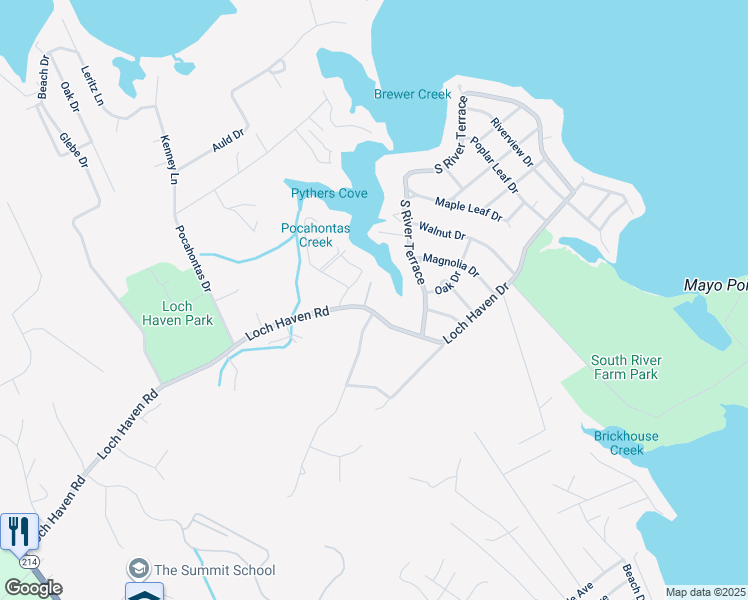 map of restaurants, bars, coffee shops, grocery stores, and more near 3594 Loch Haven Drive in Edgewater