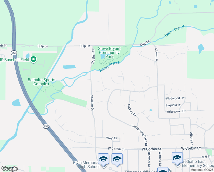 map of restaurants, bars, coffee shops, grocery stores, and more near 113 Redwood Drive in Bethalto