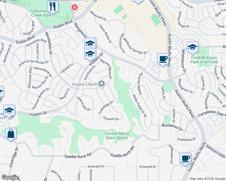 map of restaurants, bars, coffee shops, grocery stores, and more near 6167 Treeledge Drive in Colorado Springs