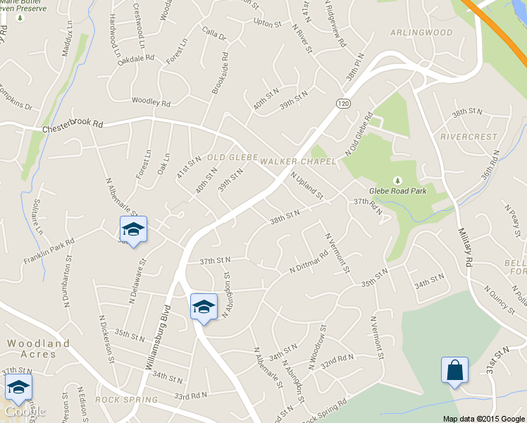map of restaurants, bars, coffee shops, grocery stores, and more near 3815 North Wakefield Street in Arlington