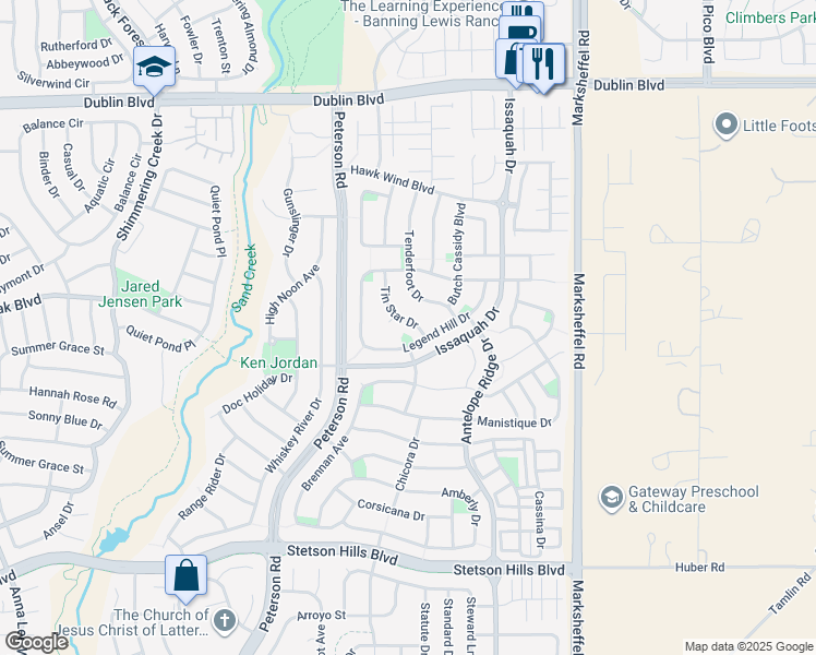 map of restaurants, bars, coffee shops, grocery stores, and more near 6220 Tin Star Drive in Colorado Springs