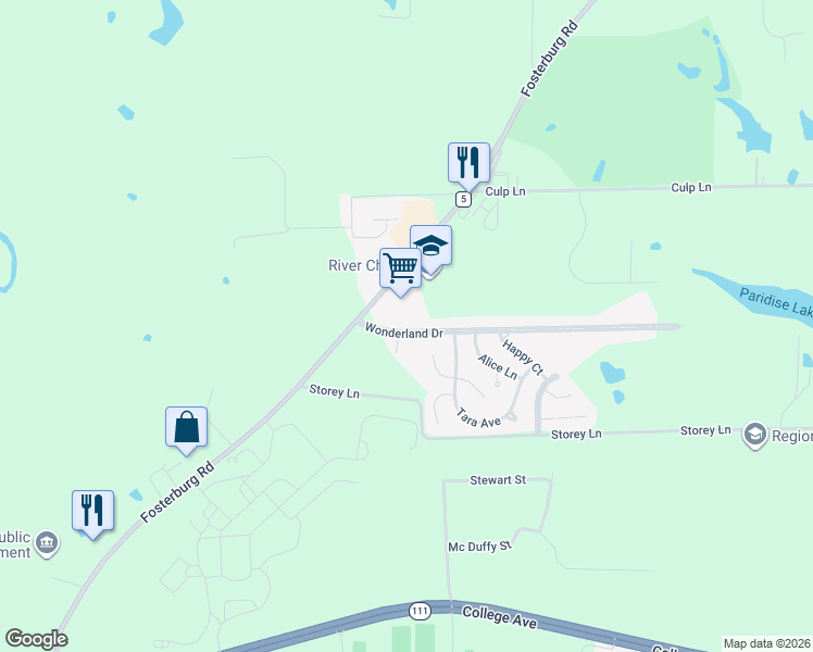 map of restaurants, bars, coffee shops, grocery stores, and more near 4624 Wonderland Drive in Alton