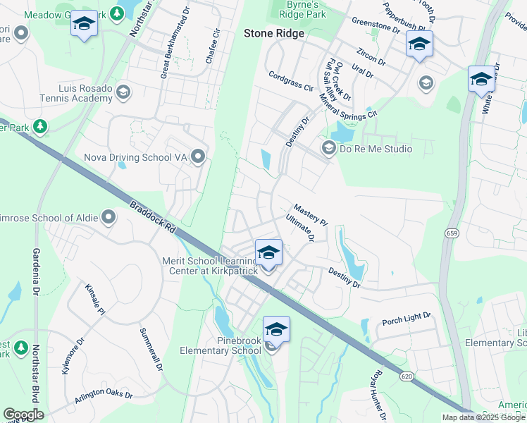 map of restaurants, bars, coffee shops, grocery stores, and more near 41837 Proverbial Terrace in Aldie