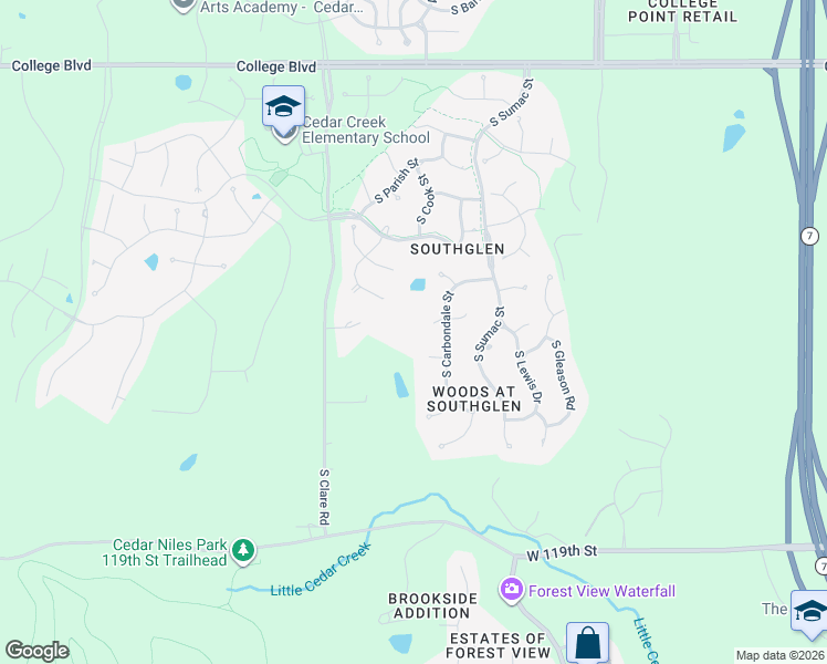 map of restaurants, bars, coffee shops, grocery stores, and more near 11526 South Carbondale Street in Olathe