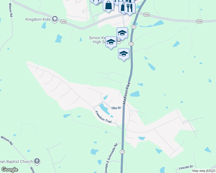 map of restaurants, bars, coffee shops, grocery stores, and more near 25 Apple Drive in Independence