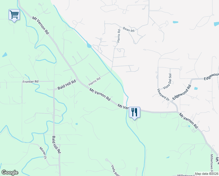 map of restaurants, bars, coffee shops, grocery stores, and more near 10747 Mount Vernon Road in Auburn