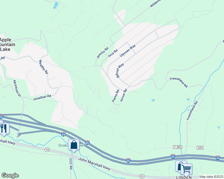 map of restaurants, bars, coffee shops, grocery stores, and more near 105 Ulysses Way in Linden
