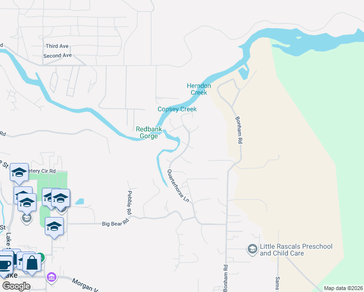 map of restaurants, bars, coffee shops, grocery stores, and more near 8827 Quarterhorse Lane in Lower Lake