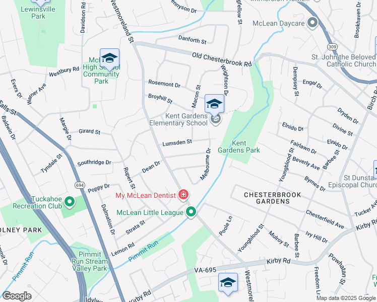 map of restaurants, bars, coffee shops, grocery stores, and more near 6716 Dean Drive in McLean