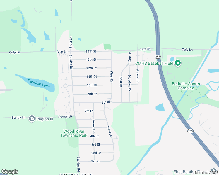 map of restaurants, bars, coffee shops, grocery stores, and more near 1309 9th Street in Madison County