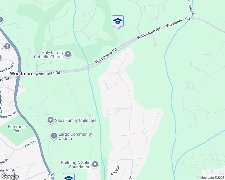 map of restaurants, bars, coffee shops, grocery stores, and more near 12513 Woodsong Lane in Bowie