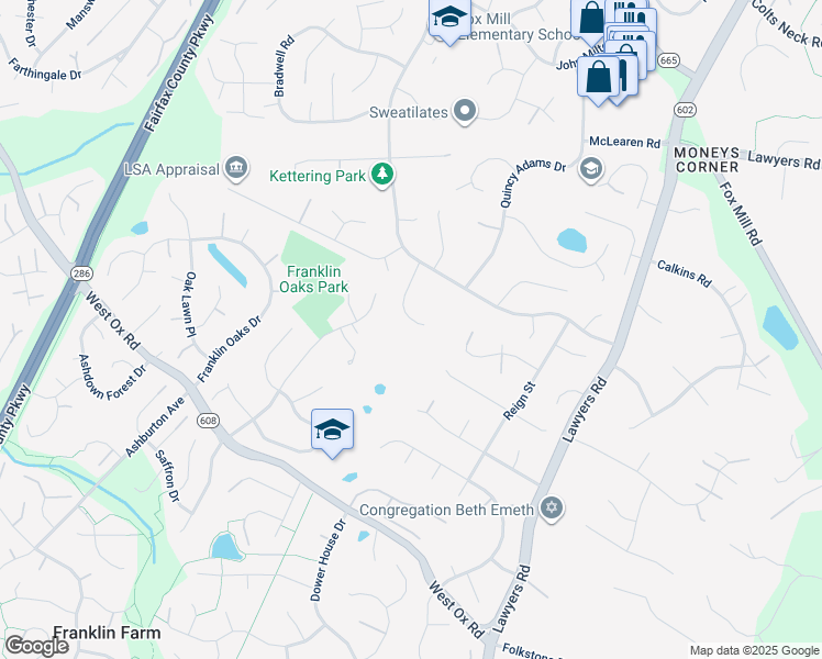 map of restaurants, bars, coffee shops, grocery stores, and more near 2814 Otsego Drive in Herndon