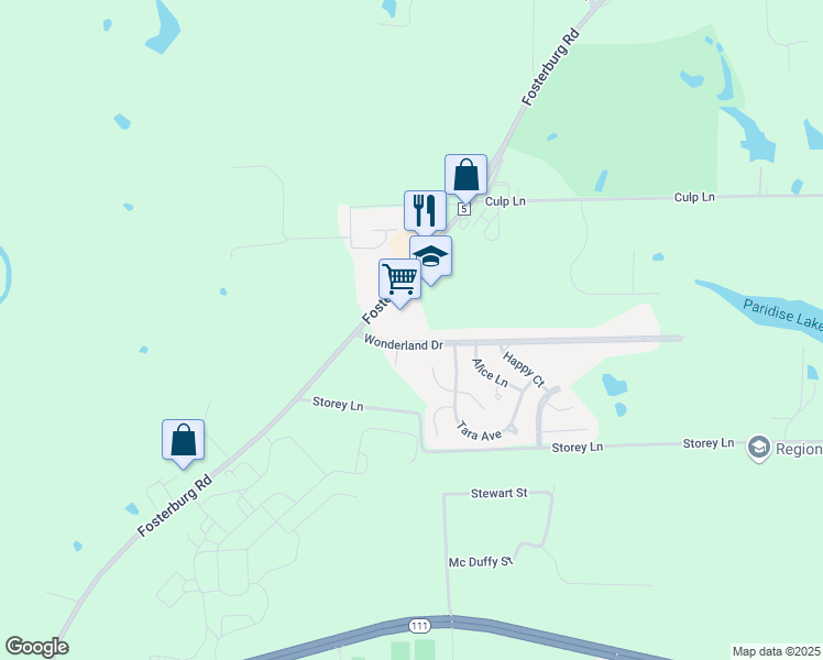 map of restaurants, bars, coffee shops, grocery stores, and more near 410 Wonderland Drive in Alton