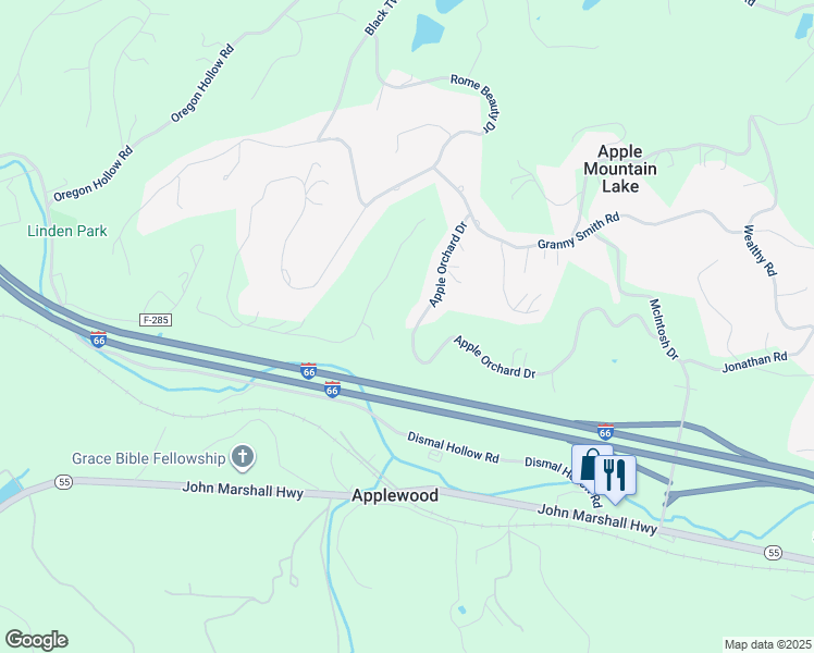 map of restaurants, bars, coffee shops, grocery stores, and more near 278 Apple Orchard Drive in Linden