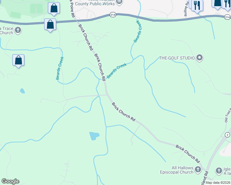 map of restaurants, bars, coffee shops, grocery stores, and more near 130 Brick Church Road in Davidsonville