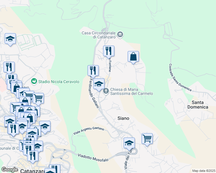 map of restaurants, bars, coffee shops, grocery stores, and more near 48 Via Ferdinandea in Siano