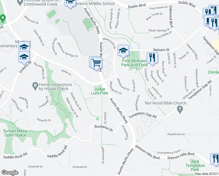 map of restaurants, bars, coffee shops, grocery stores, and more near 6140 Wheatgrass Drive in Colorado Springs