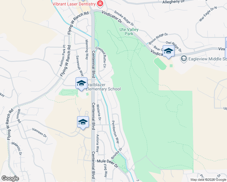 map of restaurants, bars, coffee shops, grocery stores, and more near 6340 Pemberton Way in Colorado Springs