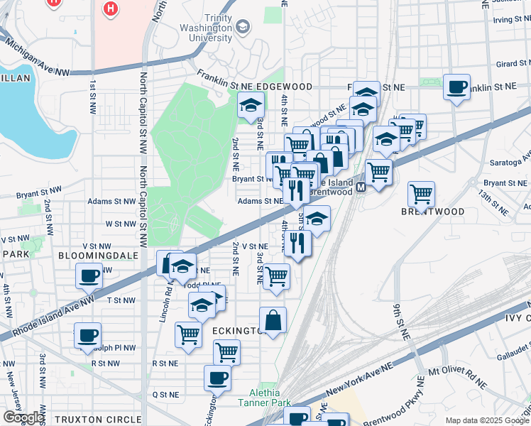 map of restaurants, bars, coffee shops, grocery stores, and more near 101 Independence Avenue Southeast in Washington