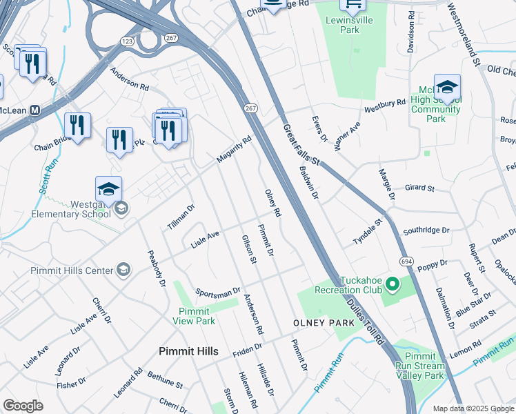 map of restaurants, bars, coffee shops, grocery stores, and more near 1753 Pimmit Drive in Falls Church