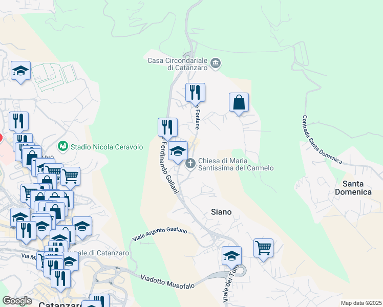 map of restaurants, bars, coffee shops, grocery stores, and more near 48 Via Ferdinandea in Siano