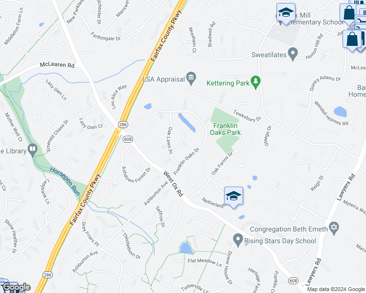 map of restaurants, bars, coffee shops, grocery stores, and more near 2965 Brook Mill Court in Herndon