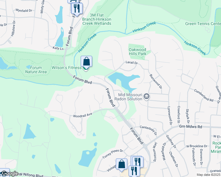 map of restaurants, bars, coffee shops, grocery stores, and more near 3004 Crestwood Lane in Columbia