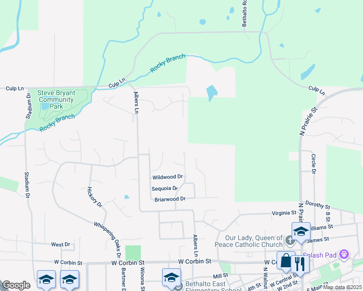 map of restaurants, bars, coffee shops, grocery stores, and more near in Bethalto