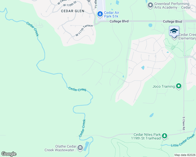 map of restaurants, bars, coffee shops, grocery stores, and more near Glenview Lane in Olathe