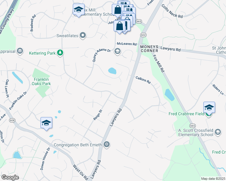 map of restaurants, bars, coffee shops, grocery stores, and more near 2755 Viking Drive in Herndon
