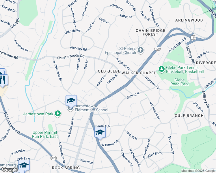 map of restaurants, bars, coffee shops, grocery stores, and more near 3919 N Wakefield St in Arlington