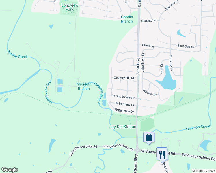 map of restaurants, bars, coffee shops, grocery stores, and more near 4623 West Bainbridge Drive in Columbia