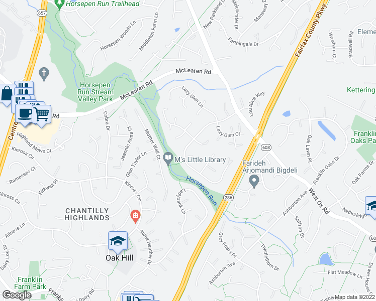 map of restaurants, bars, coffee shops, grocery stores, and more near 2989 Emerald Chase Drive in Herndon