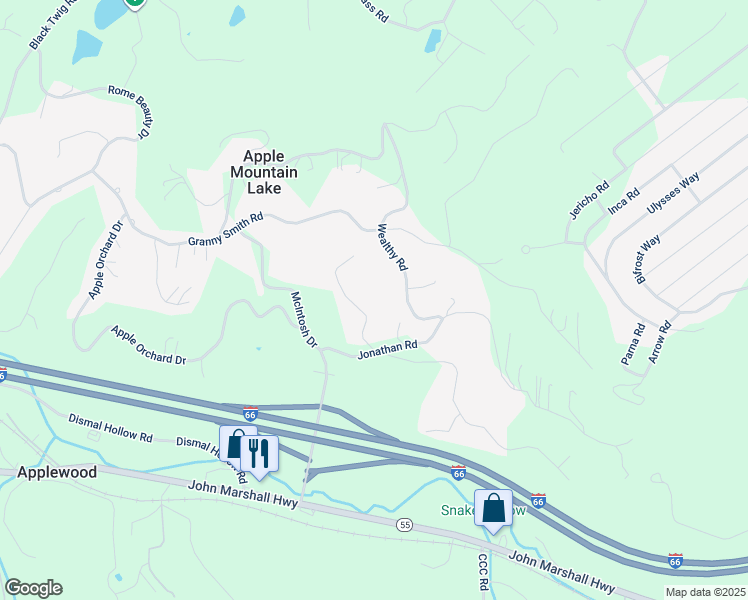 map of restaurants, bars, coffee shops, grocery stores, and more near 106 Apple Core Road in Linden