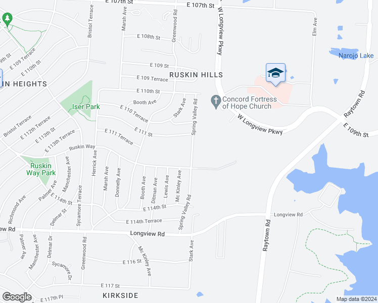 map of restaurants, bars, coffee shops, grocery stores, and more near 11130 Spring Valley Road in Kansas City