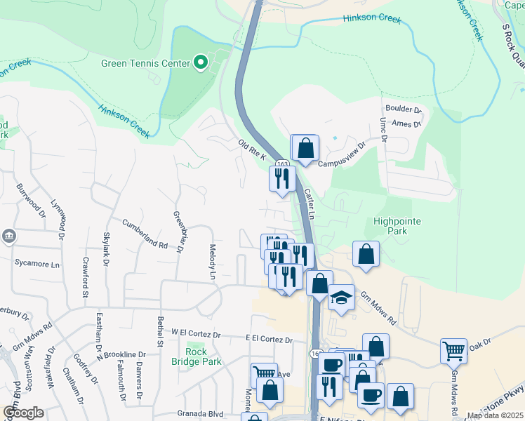 map of restaurants, bars, coffee shops, grocery stores, and more near 2601 South Providence Road in Columbia