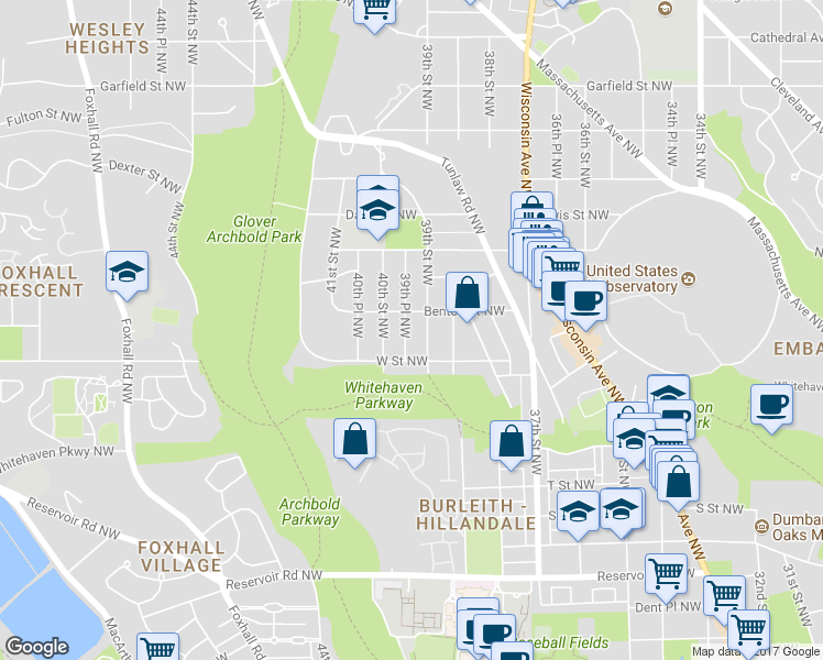 map of restaurants, bars, coffee shops, grocery stores, and more near 2233 39th Place Northwest in Washington