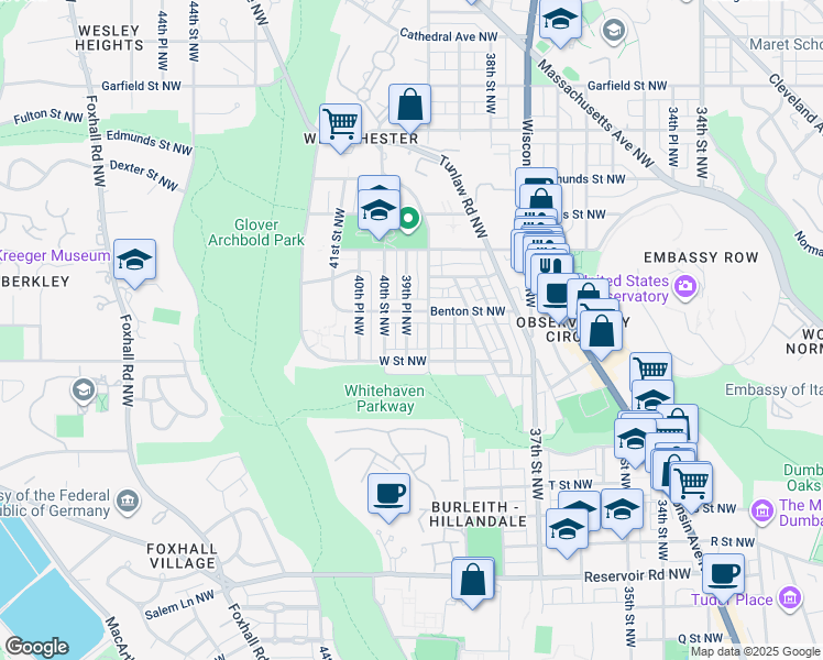 map of restaurants, bars, coffee shops, grocery stores, and more near 2233 39th Place Northwest in Washington