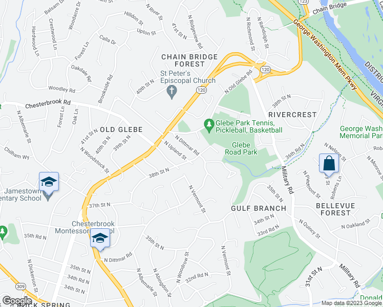 map of restaurants, bars, coffee shops, grocery stores, and more near 3806 North Dittmar Road in Arlington