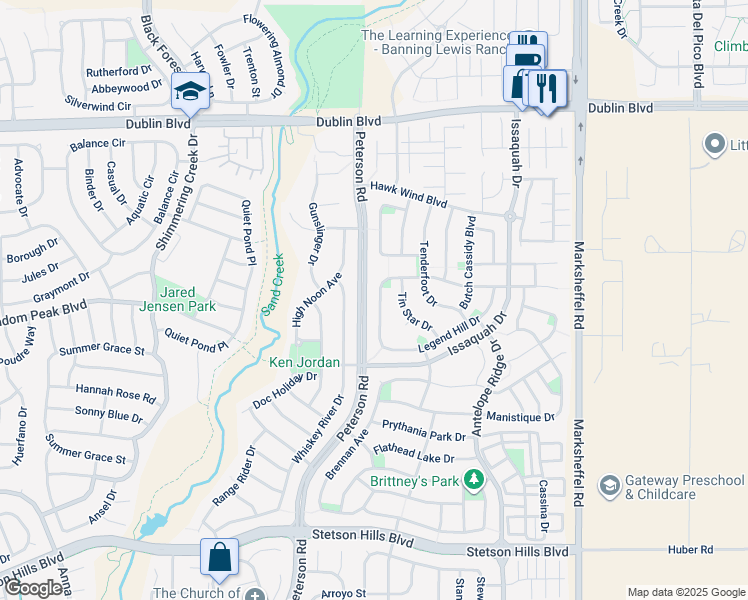 map of restaurants, bars, coffee shops, grocery stores, and more near 6266 Canyon Crest Loop in Colorado Springs
