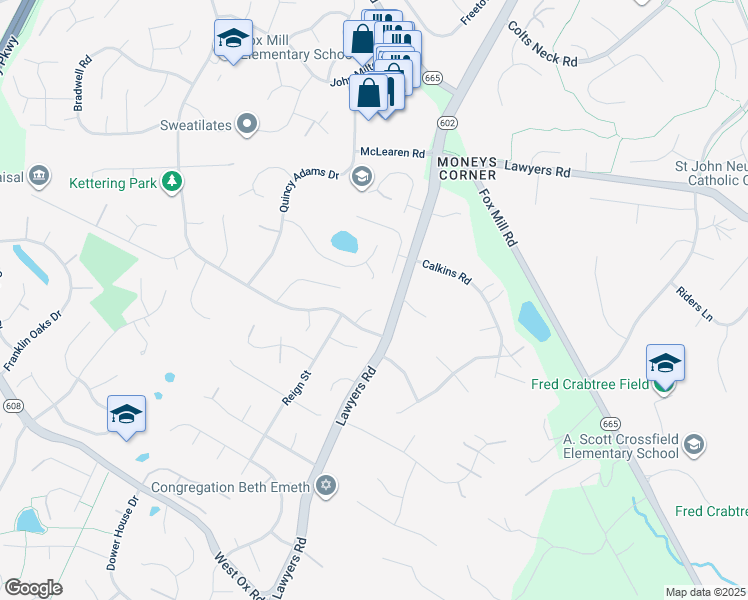 map of restaurants, bars, coffee shops, grocery stores, and more near 2650 Chiswell Place in Herndon